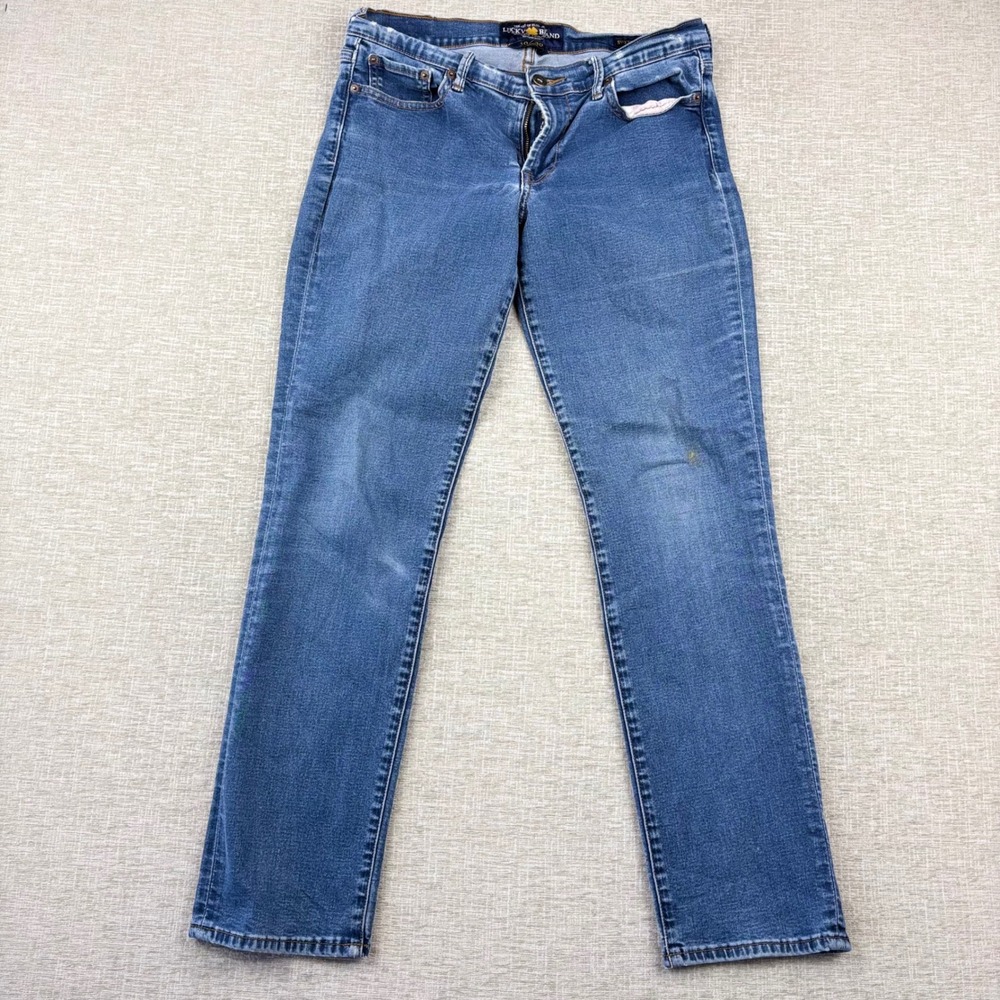 Lucky Brand Sweet N Straight Ankle Jeans Medium Wash Size 10/30 Blue Denim
